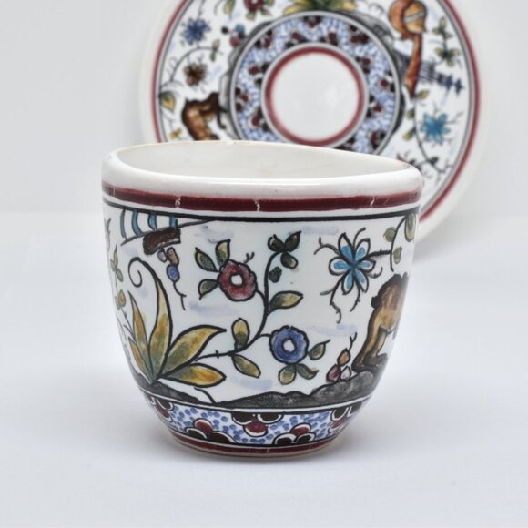 Hand Painted Carlos Tomas Pottery Demitasse Cup / Saucer, Coimbra, Portugal - Picture 6 of 10